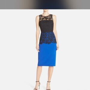 Sachin + Babi Elegant Black and Blue Midi Dress